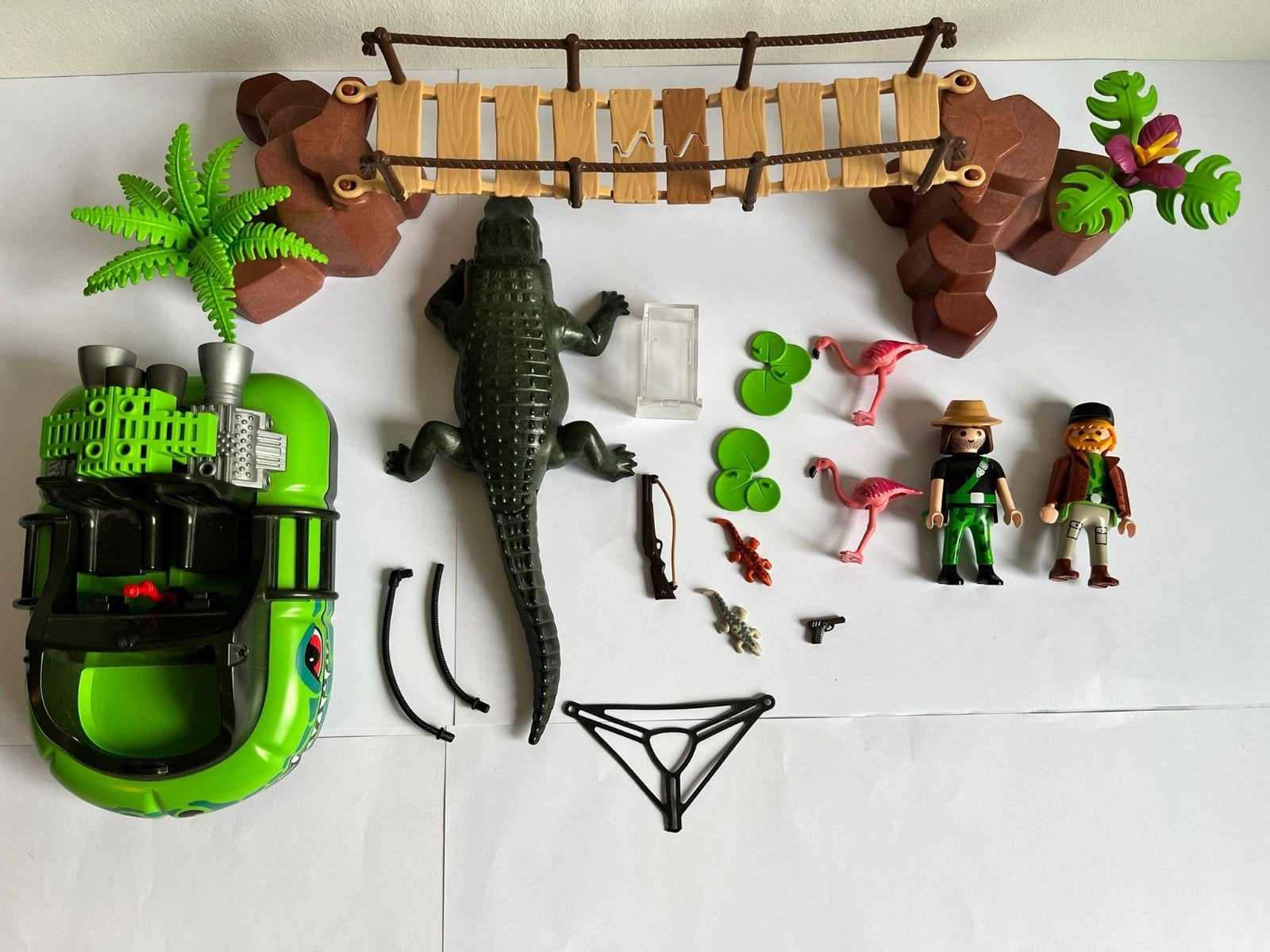Playmobil Gangster Hovercraft + flamingo’s + Jungle hangbrug, Ophalen of Verzenden