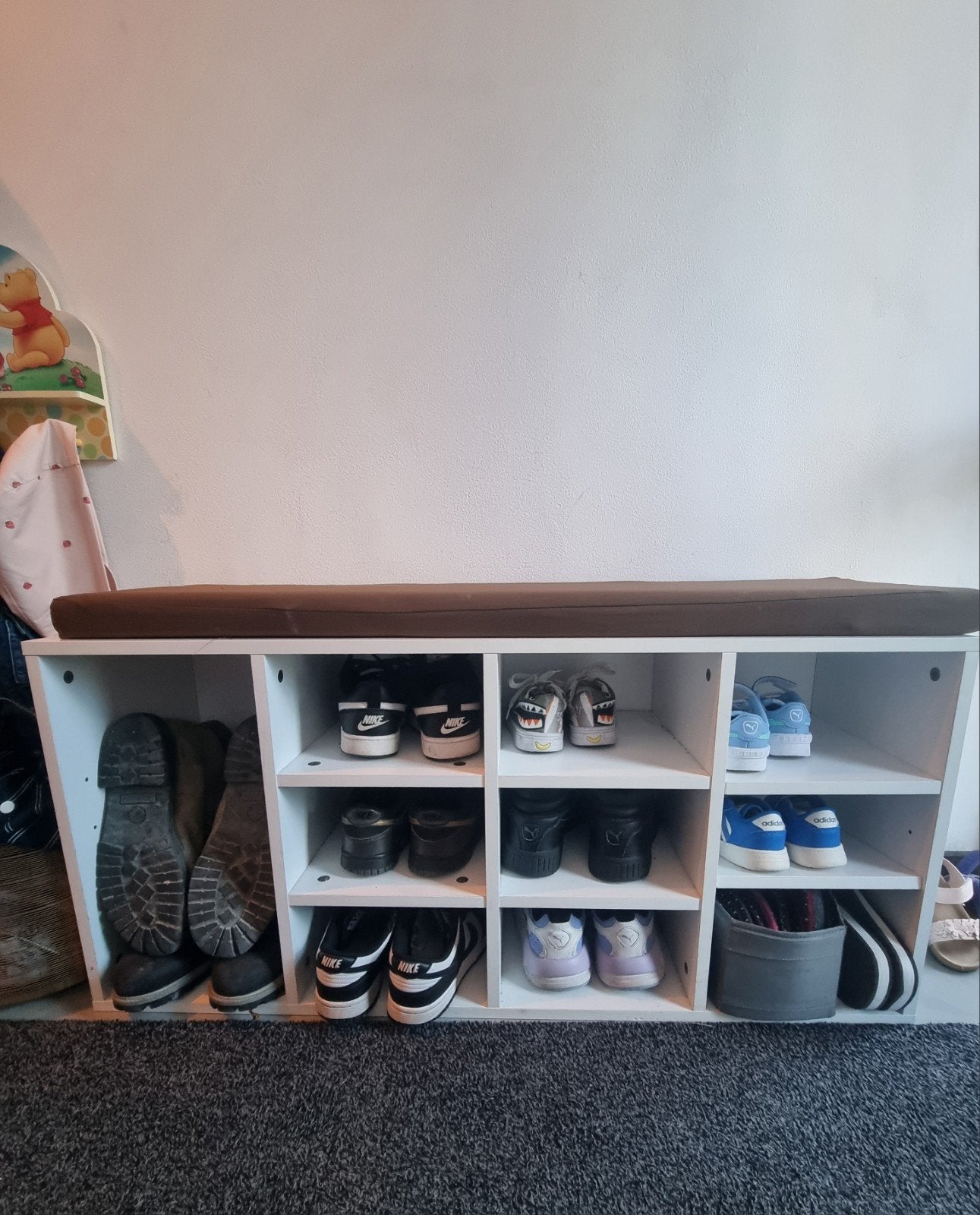 Schoenenkast met zitje - 104 x 30 cm, Ophalen of Verzenden, Gebruikt, Modern