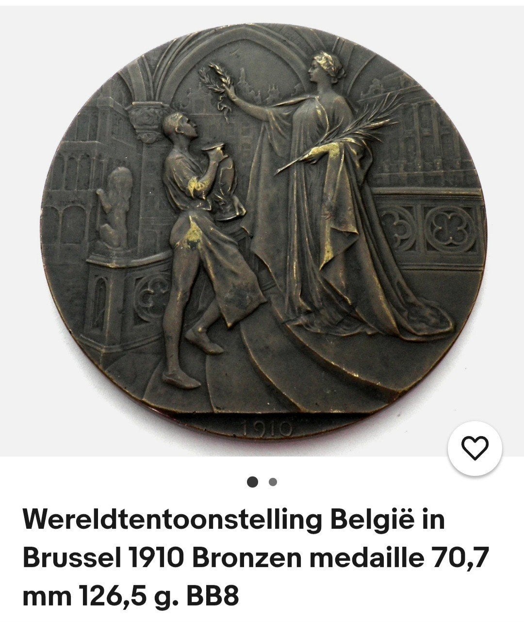 Bronzen Medaille Wereldtentoonstelling Brussel 1910, Postzegels en Munten, Penningen en Medailles, Ophalen of Verzenden, Brons