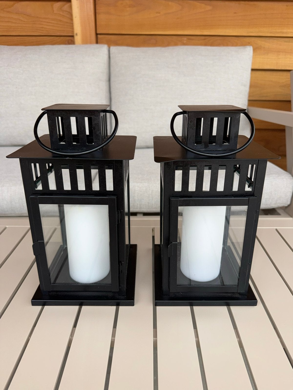 Set van 2 IKEA lantaarns met wandbeugels, Lantaarn, Zwart, IKEA, Ophalen of Verzenden