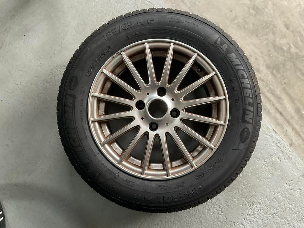 Set banden (4 stuks) met lichtmetalen velgen, Auto-onderdelen, Ophalen, Gebruikt, 15 inch, Banden en Velgen