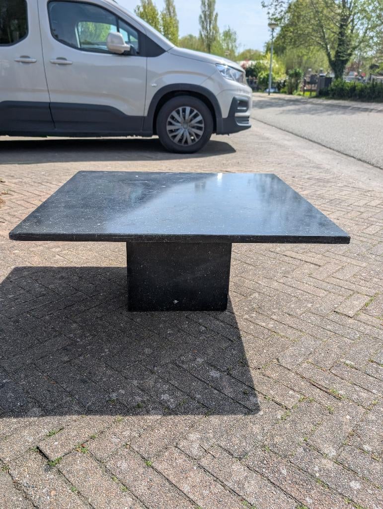Zwarte granieten salontafel, Ophalen, Overige materialen, Gebruikt, 50 tot 100 cm