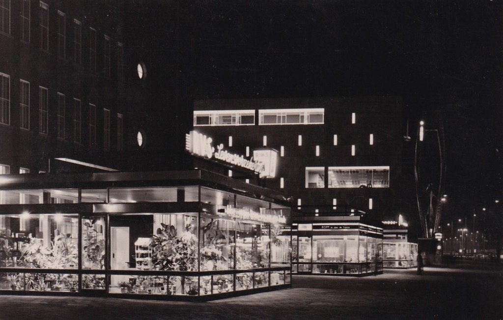748C Rotterdam Coolsingel paviljoenwinkels voor bankgebouw, Ophalen of Verzenden, 1940 tot 1960, Ongelopen, Zuid-Holland