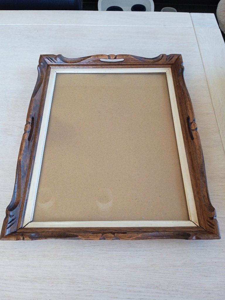 vintage houten XXL fotolijst houtsnijwerk, Bruin, Ophalen of Verzenden, Zo goed als nieuw, Fotolijst