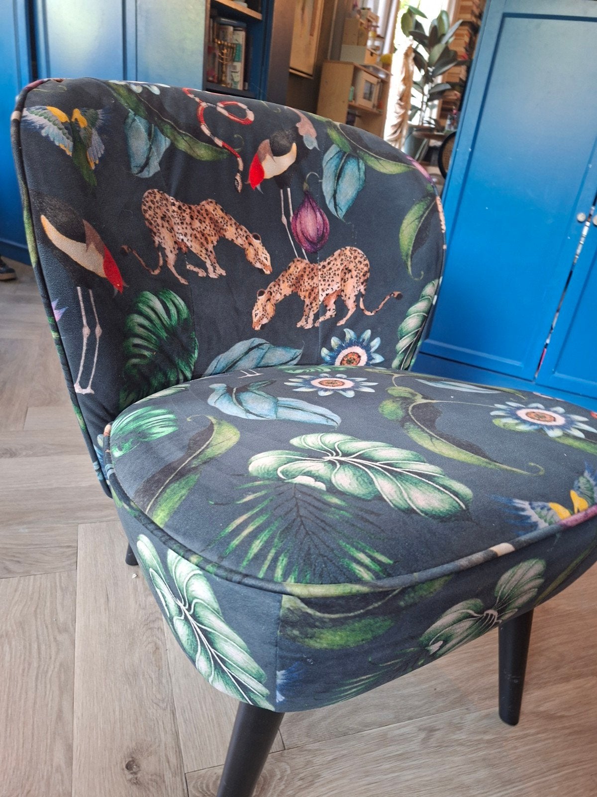 Sissy boy Homeland cocktail stoeltje met jungleprint, Huis en Inrichting, Ophalen, Overige kleuren, Zo goed als nieuw, Stof