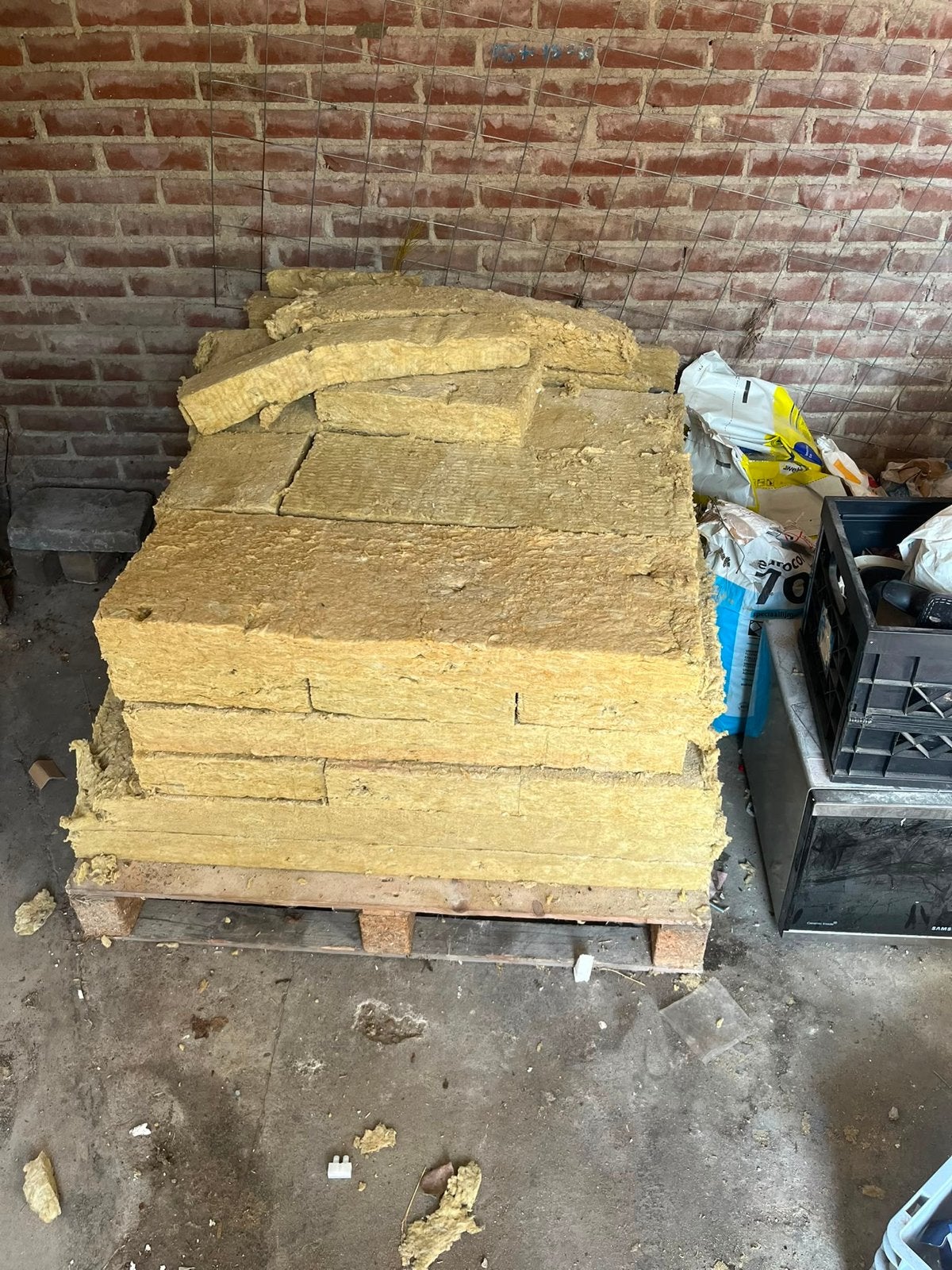 Pallet steenwol isolatieplaten, Doe-het-zelf en Verbouw, Ophalen, Gebruikt, Steenwol, 15 m² of meer