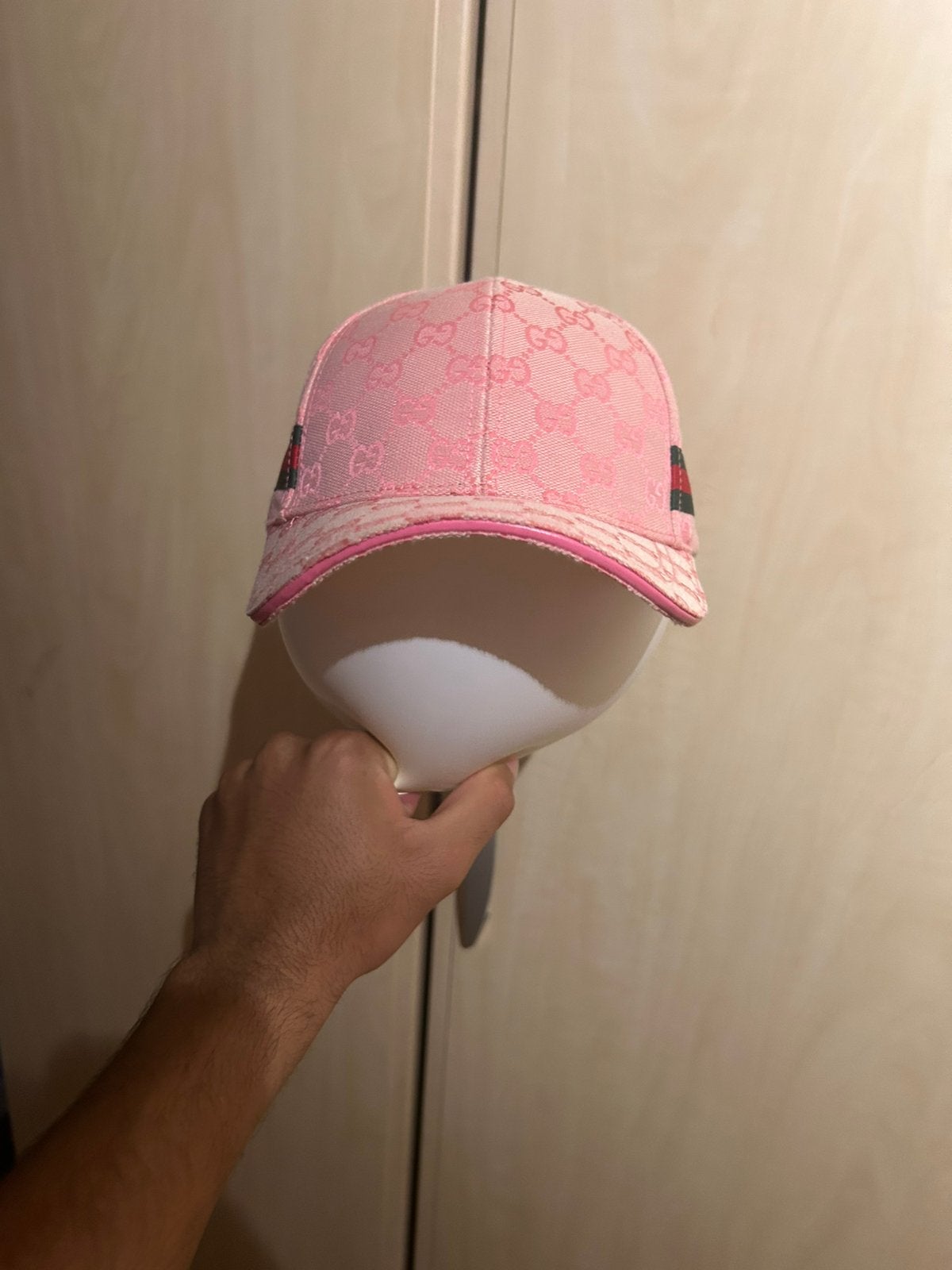 Roze gucci pet, Kleding | Heren, Hoeden en Petten, Verzenden, Zo goed als nieuw, One size fits all, Pet