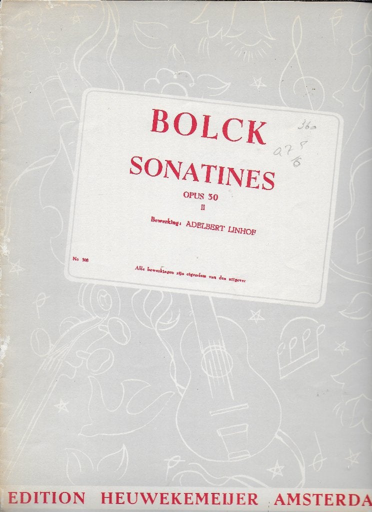 O224 bladmuziek oscar bolck sonatines opus 30, Gebruikt, Verzenden, Klassiek, Artiest of Componist