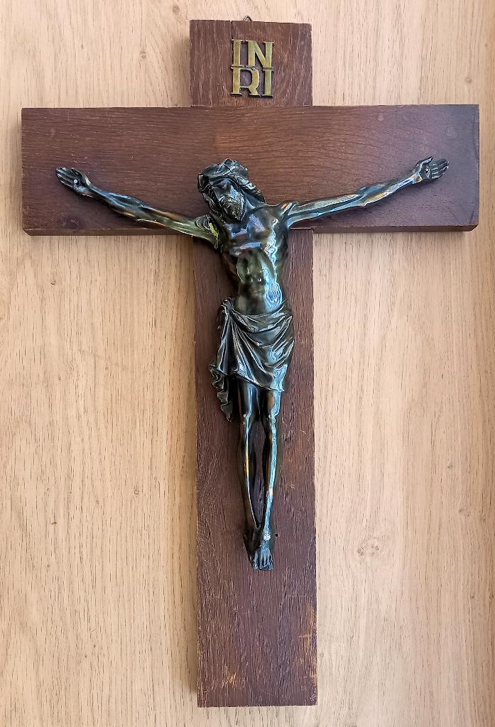 Kruis met metalen Christus - Circa 50,4 cm, Ophalen of Verzenden