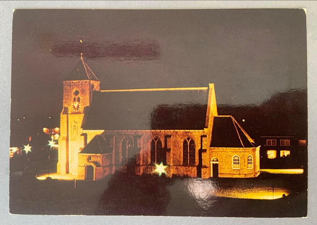 Zoutelande N.H. Kerk - Avondopname, Ophalen of Verzenden, 1960 tot 1980, Ongelopen, Zeeland