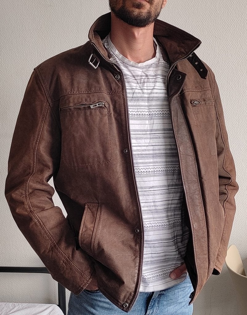 Italian-made Duomo leather jacket, Bruin, Maat 48/50 (M), Ophalen of Verzenden, Zo goed als nieuw