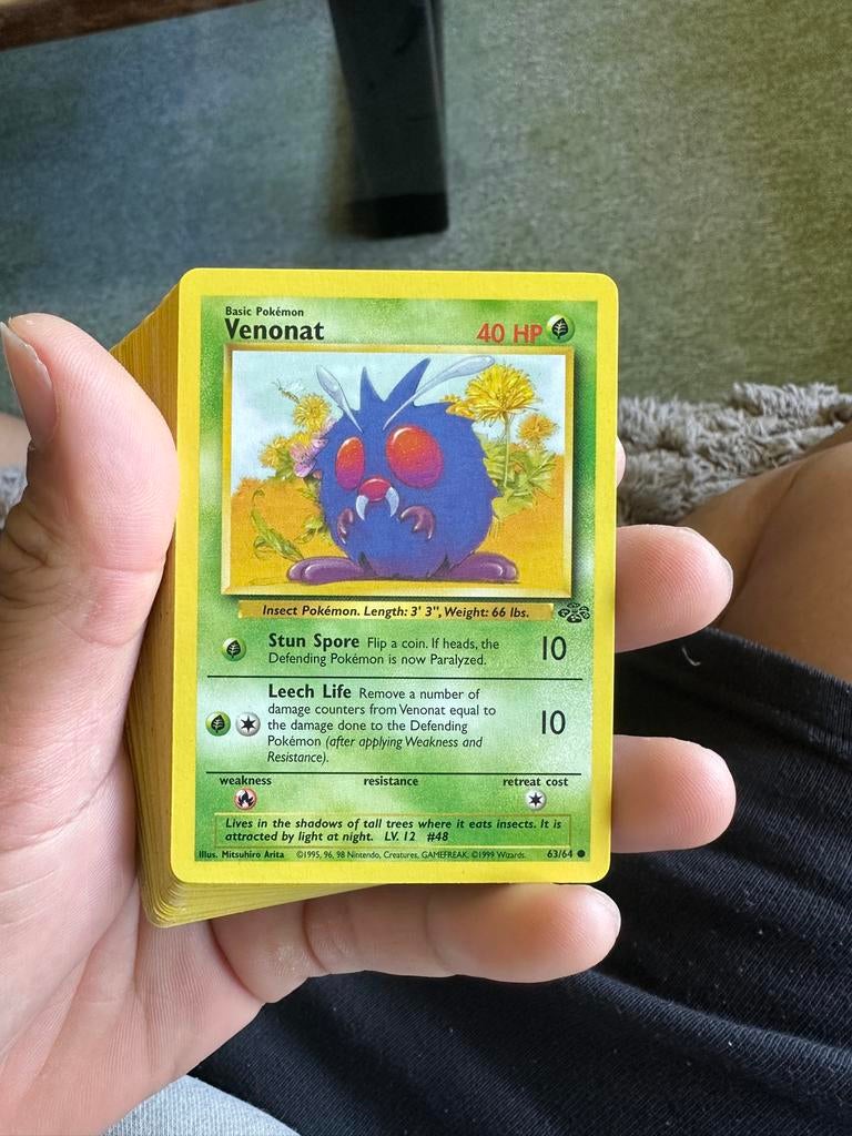Vintage Pokémon kaarten: Venonat, Koffing, Oddish, Ophalen of Verzenden, Gebruikt, Meerdere kaarten