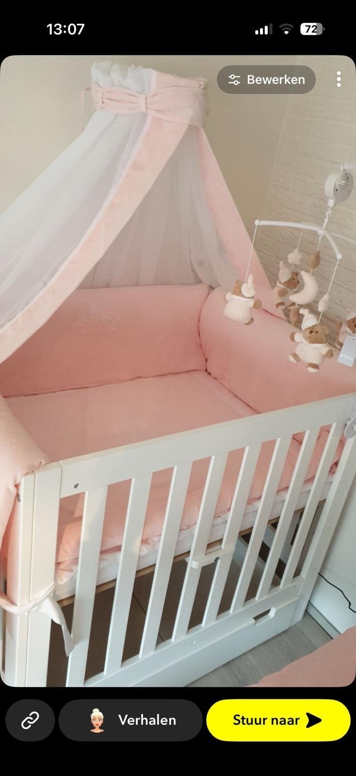 Mooie roze boxbekleding, speciaal gemaakt, Kinderen en Baby's, Ophalen, Overige merken, Meisje, Ledikant