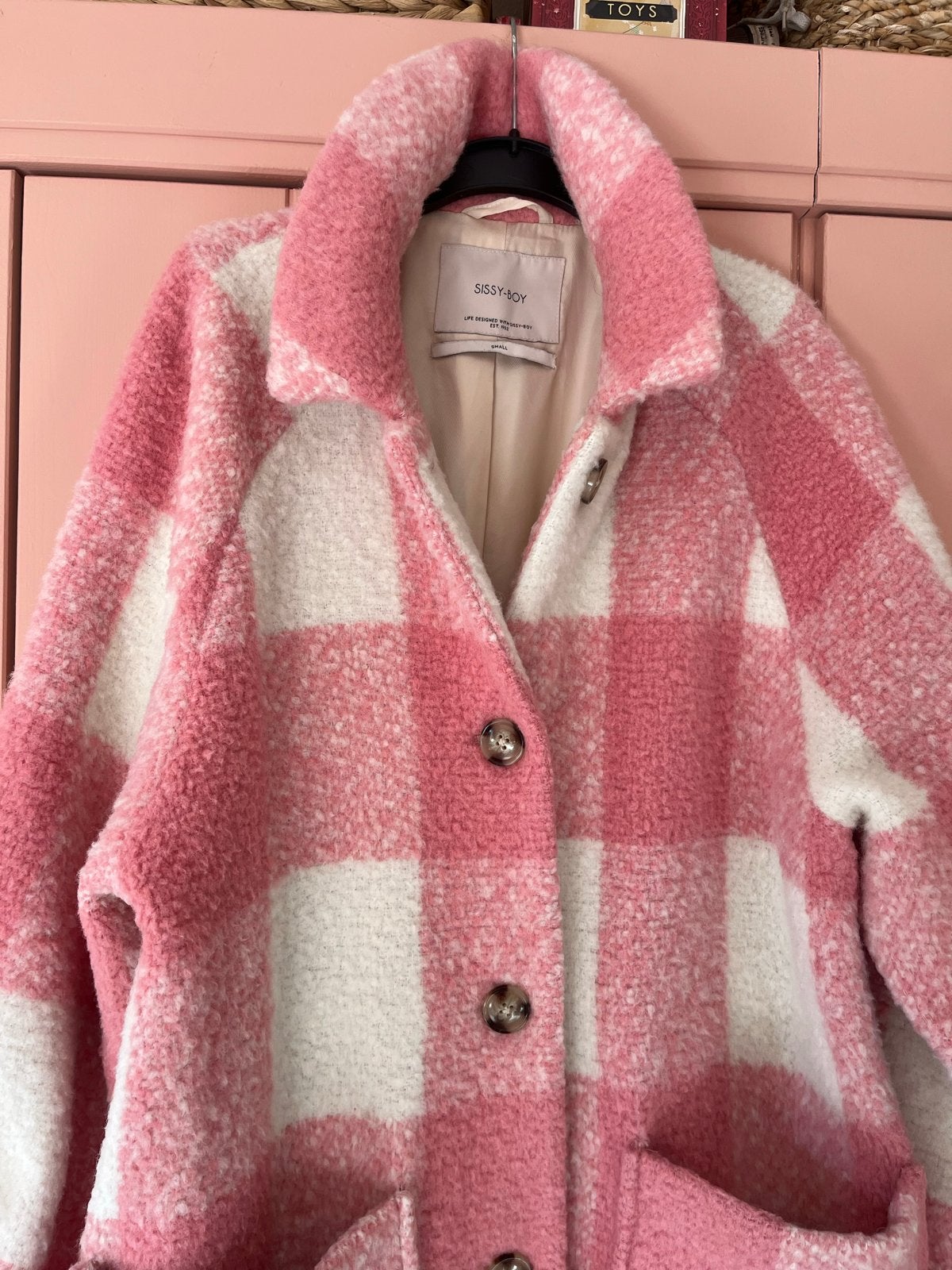 Sissy Boy jas met wol, roze/wit geruit, maat S/M, Ophalen of Verzenden, Zo goed als nieuw, Maat 36 (S), Roze