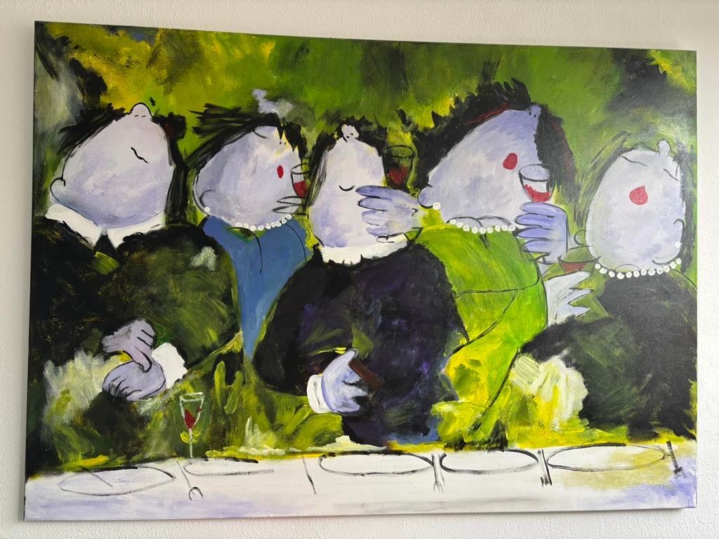 Olieschilderij dikke dames 100x140, Ophalen