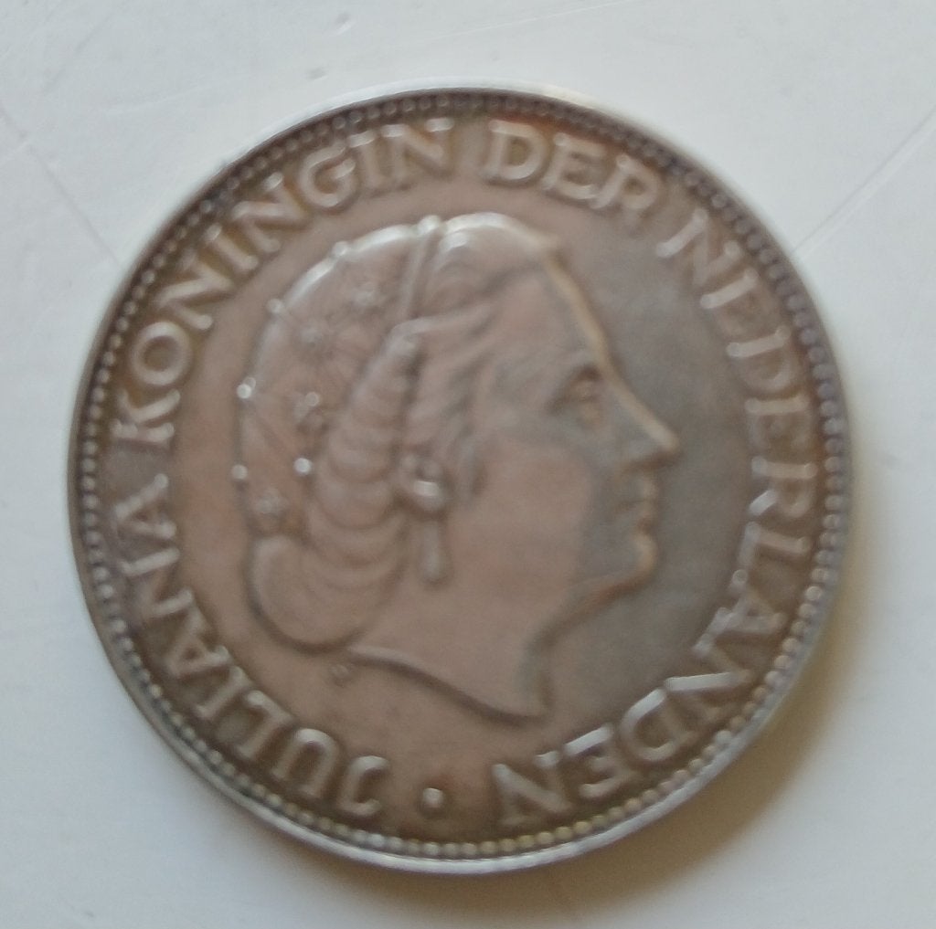 Munt zilver 2,5 gulden, 1 gulden, Koningin Juliana, Zilver, Ophalen of Verzenden
