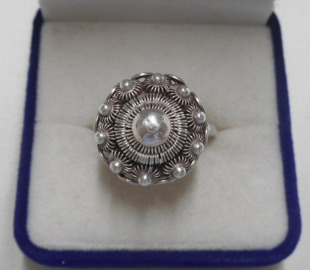 Prachtige zilveren Zeeuwse knop ring maat 19.25 nr.1189, Verzenden, Zilver, Ring
