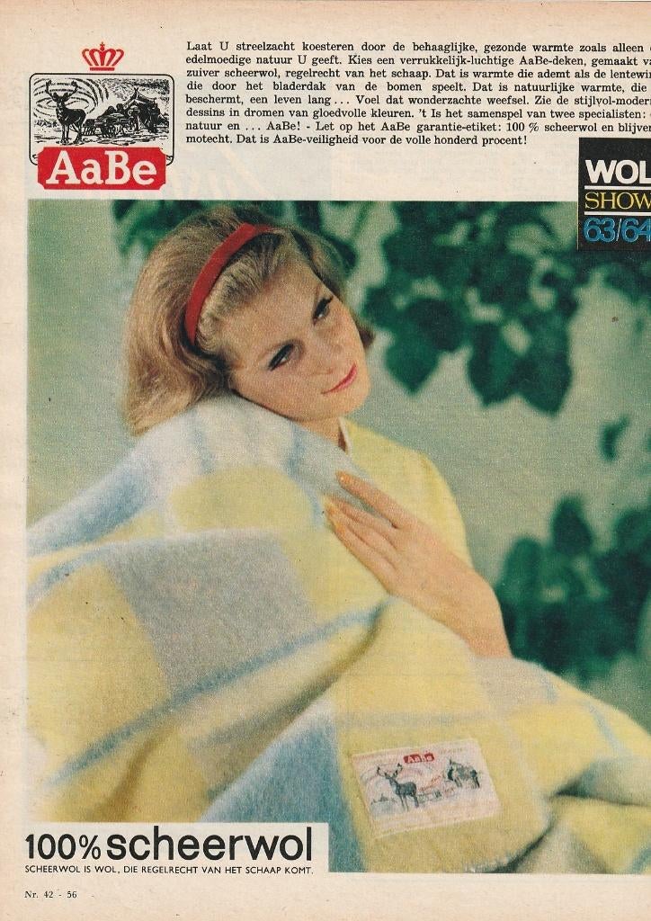 Retro reclame 1963 AaBe wollen deken streelzacht, Verzamelen, Retro, Overige typen, Verzenden