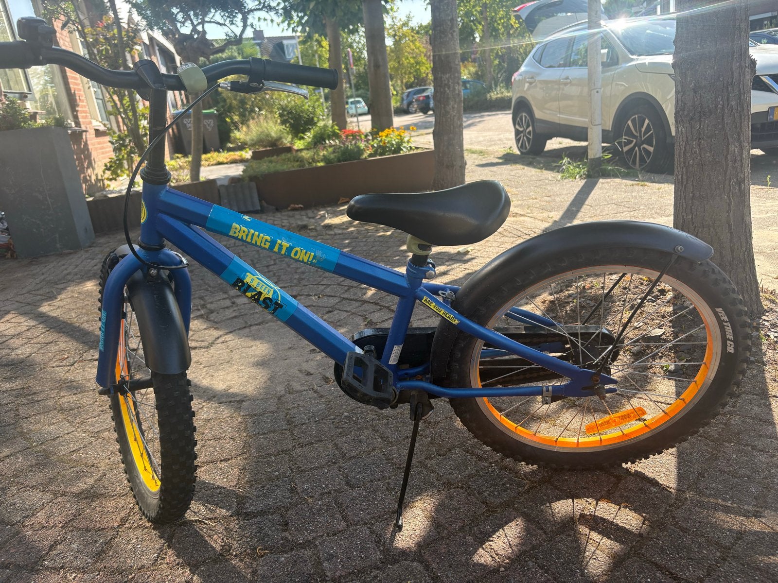 Blauwe jongensfiets  - 20 inch, Ophalen, Gebruikt, Velgrem, 16 tot 20 inch