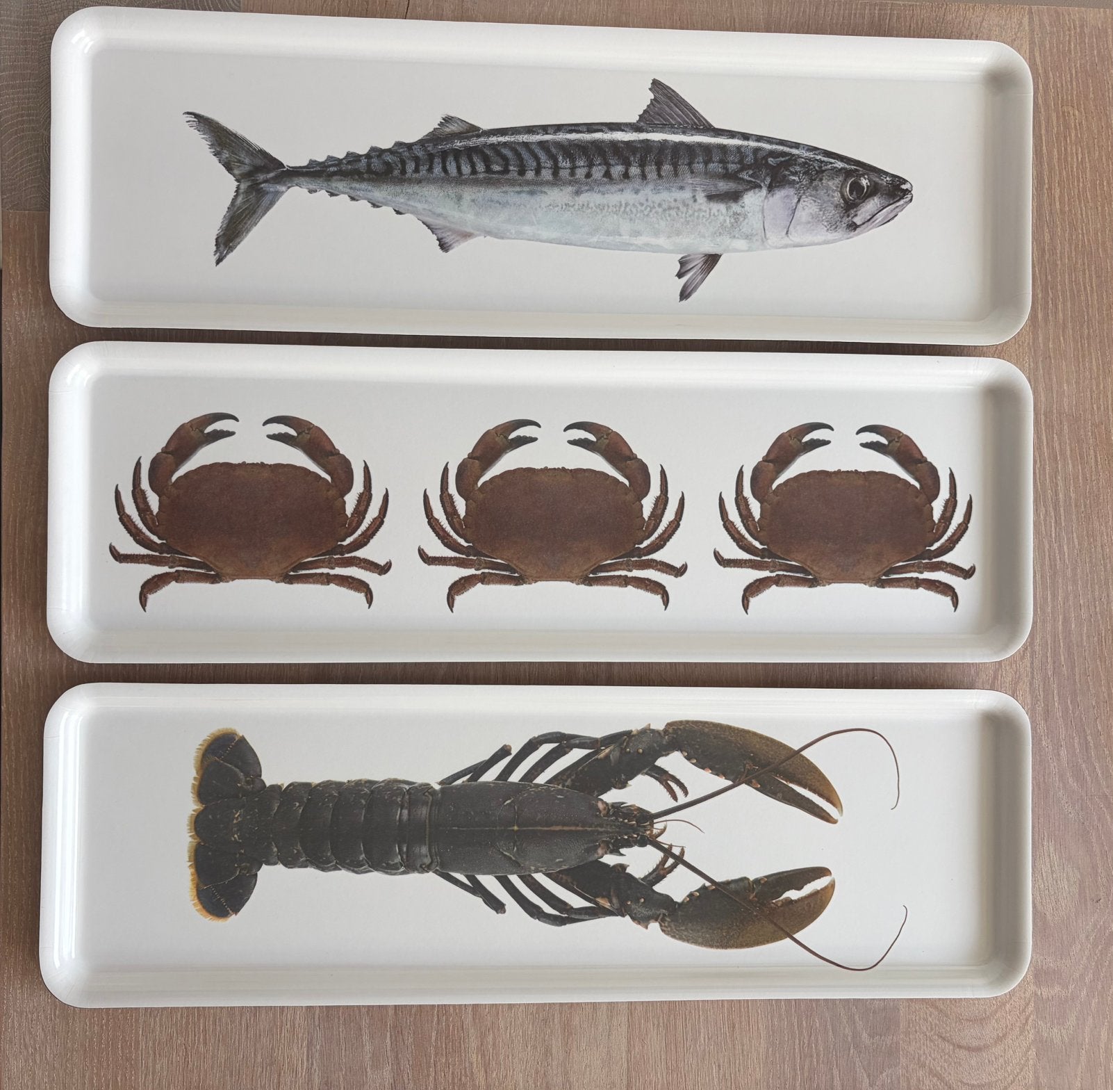 3x IKEA BEVISTA dienblad vis krab kreeft 2014, Ophalen of Verzenden, Gebruikt, Rechthoekig