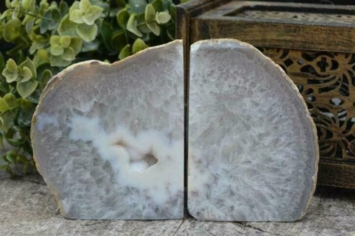040 Agaat met Chalcedoon Boekensteunen - 2026 gram, Ophalen of Verzenden, Mineraal