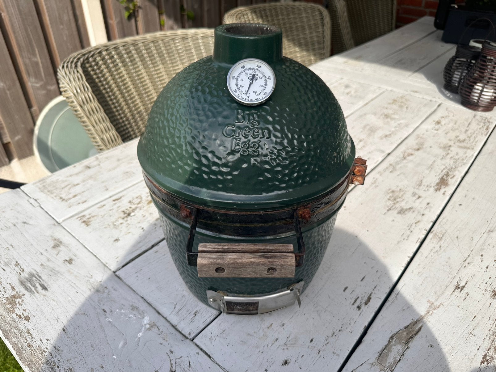 Big Green Egg MINI, Ophalen, Gebruikt, Met accessoires