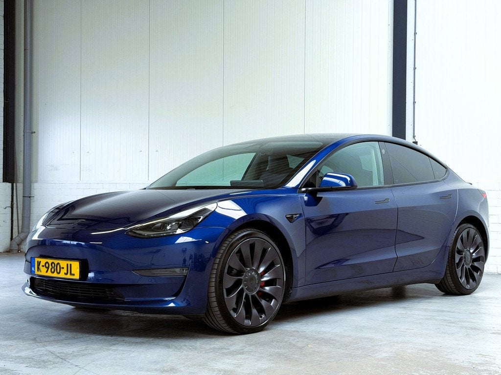Tesla Model 3 Performance AWD 75 kWh|Warmtepomp|FSD, Auto's, Tesla, Automaat, Gebruikt, 462 pk, Blauw