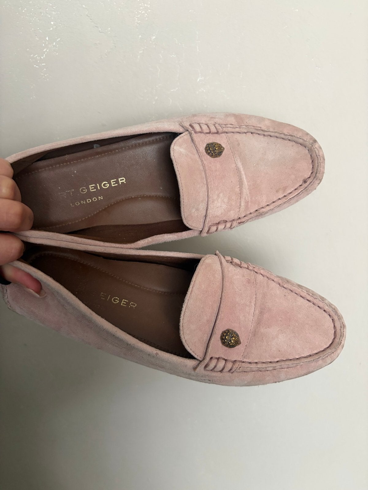Roze suède instappers van Kurt Geiger London, Verzenden, Gedragen, Roze, Instappers