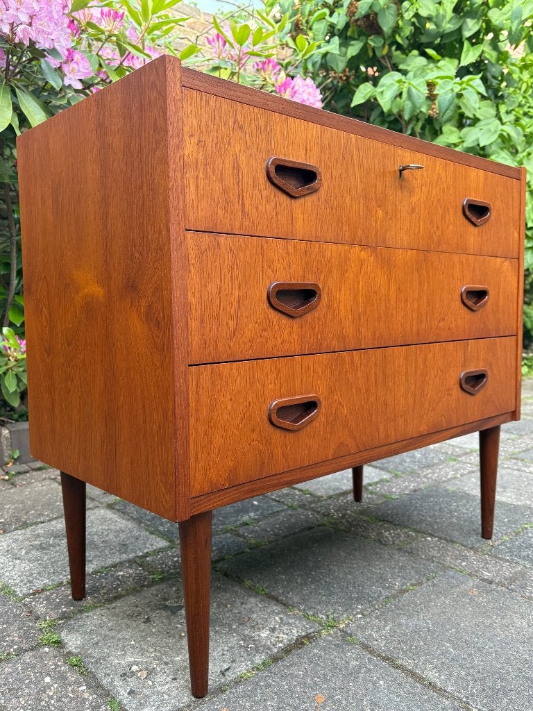 Deens design - kastje / ladekast retro vintage jaren 60s, Huis en Inrichting, Kasten | Ladekasten, Ophalen, Gebruikt, Teakhout