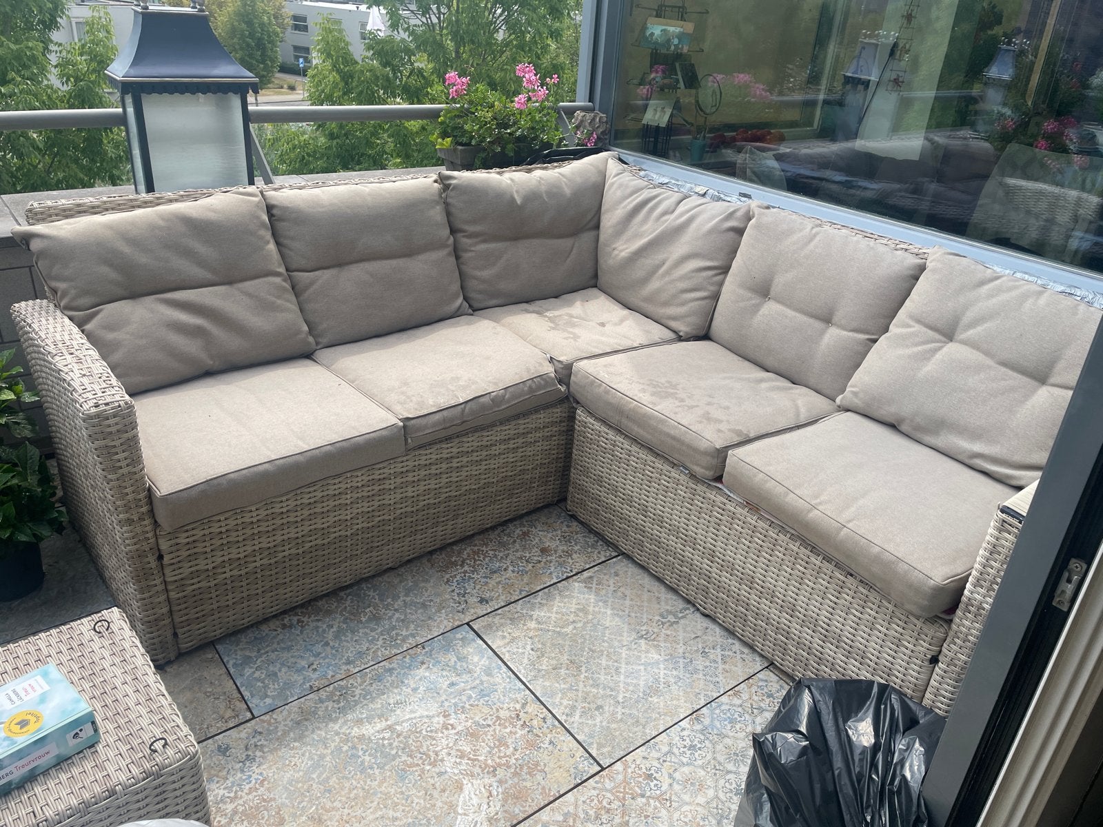 Wicker Loungeset met Gebreken - Comfortabel en Ruim, Ophalen, 5 zitplaatsen, Gebruikt, Loungeset