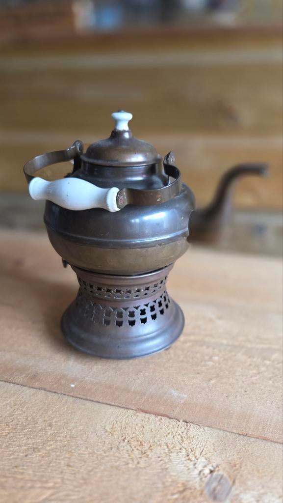 Antieke koperen theeketel met comfortje, Ophalen, Koper