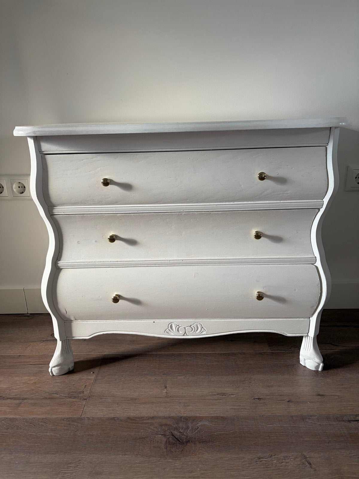 Witte buikkast met 3 lades, Ophalen, Gebruikt, Klassiek, 50 tot 100 cm