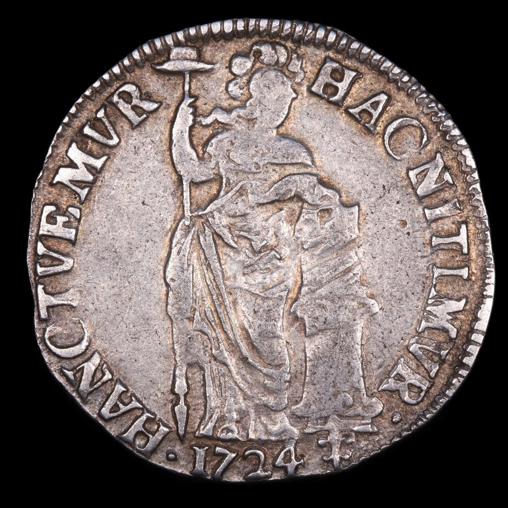 Gulden Overijssel 1724. Zfr., 1 gulden, Vóór koninkrijk, Zilver, Ophalen of Verzenden