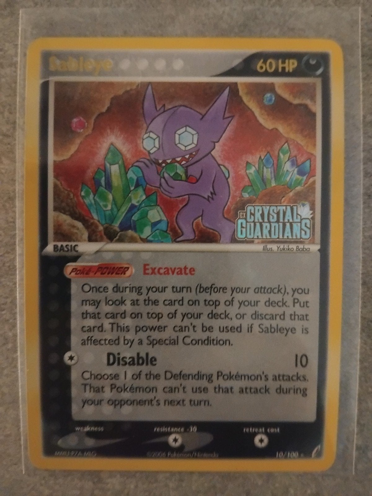 Sableye 10/100 Crystal Guardians stamped Pokémon Kaart, Ophalen of Verzenden, Zo goed als nieuw, Losse kaart