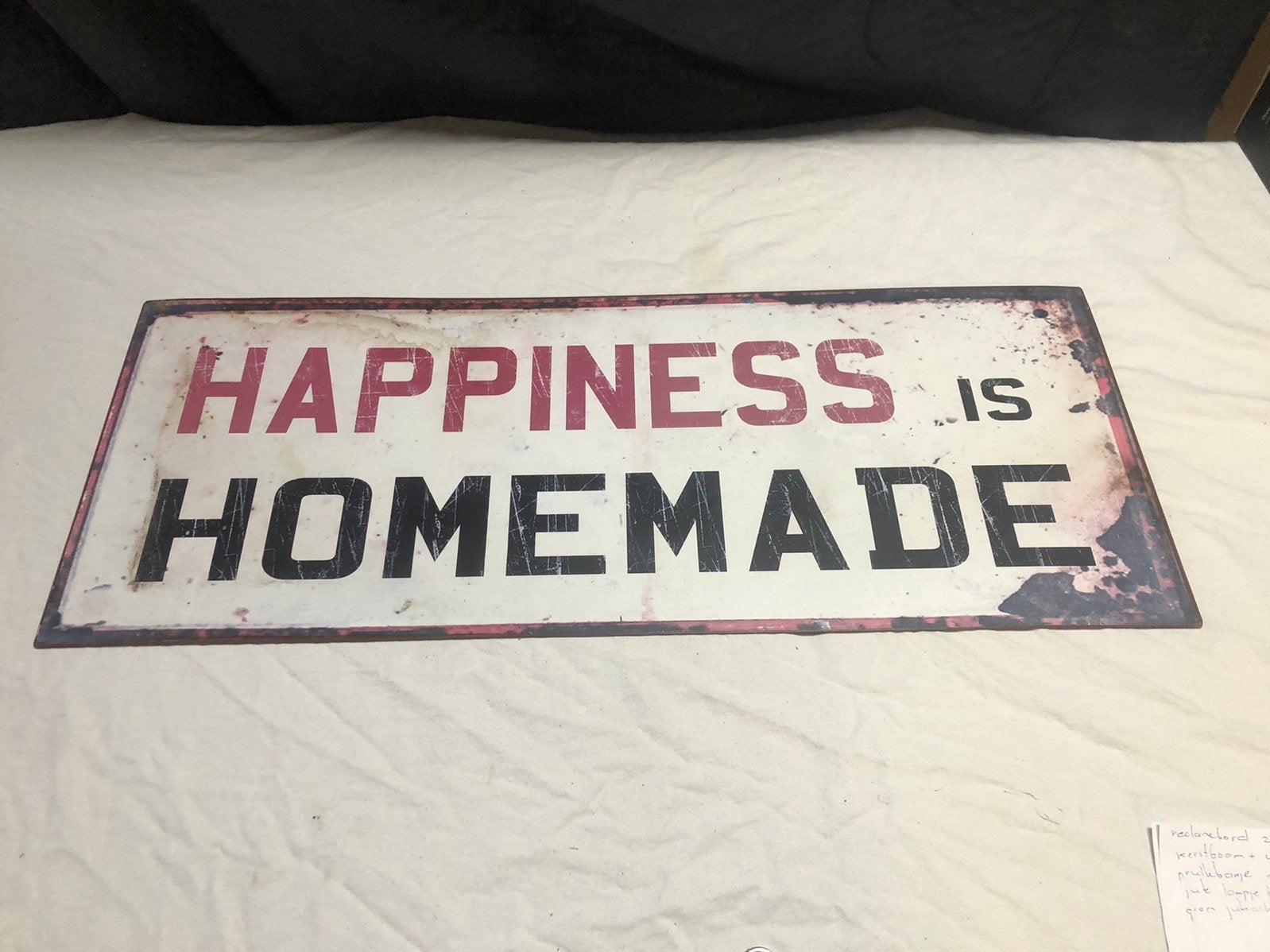 Metalen bord happiness is homemade 76/31 cm, Ophalen of Verzenden, Zo goed als nieuw