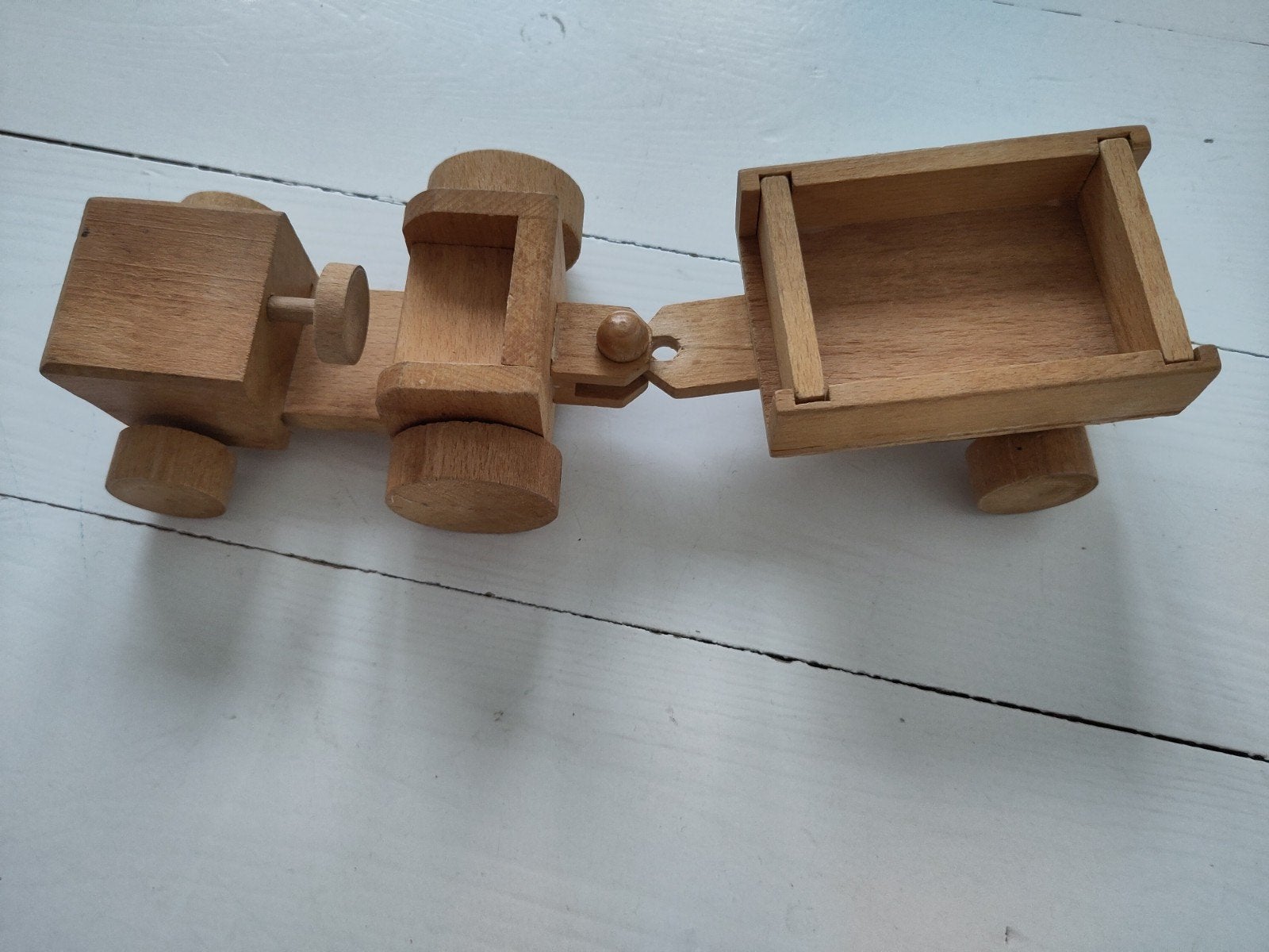 houten auto met aanhanger en een ton vol houten blokken, Ophalen of Verzenden, Zo goed als nieuw, Overige merken