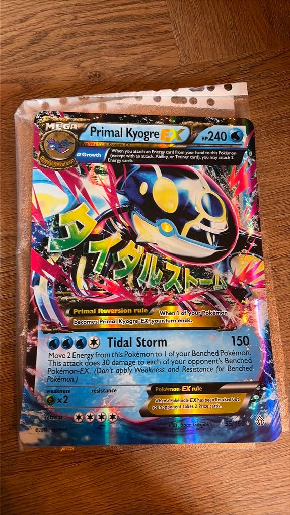 Primal kyogre EX jumbo pokemon kaart, Ophalen of Verzenden, Zo goed als nieuw