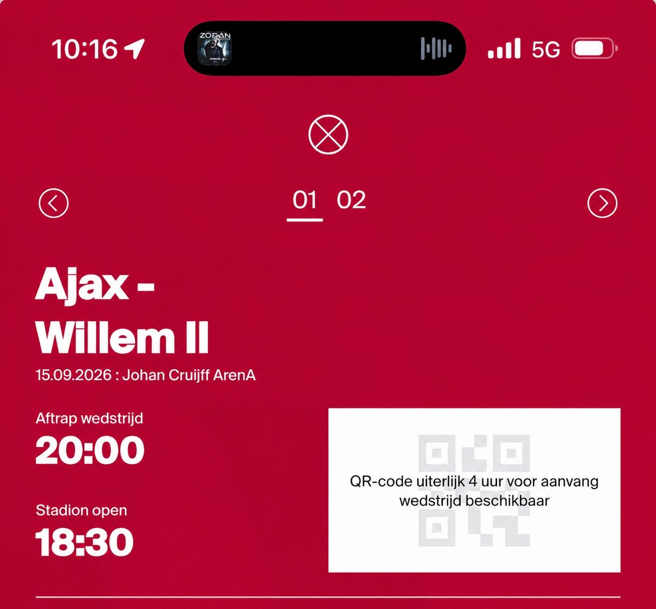 Ajax - Willem II 2 tickets, Twee personen, November