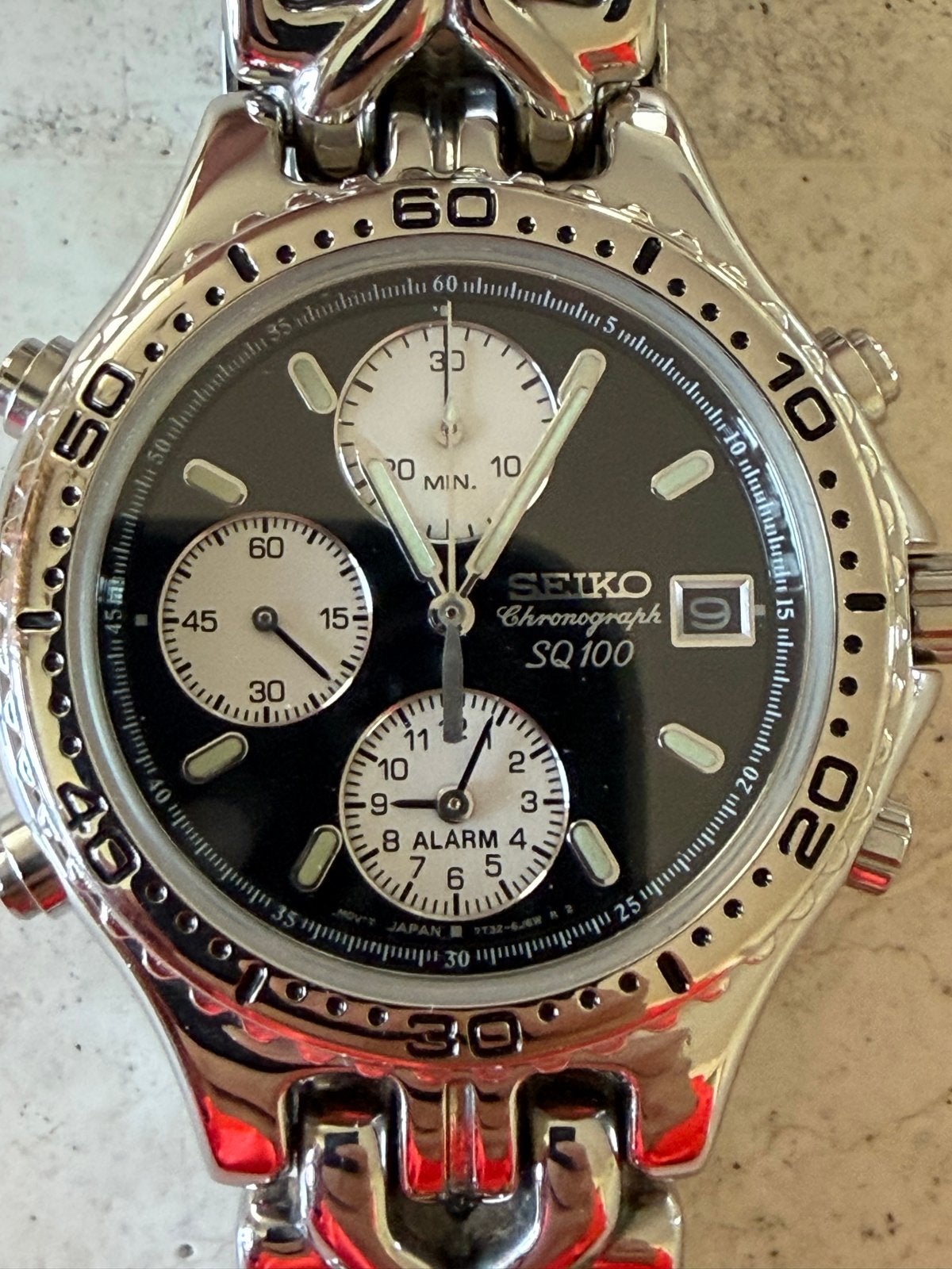 Seiko Chronograph SQ100 Herenhorloge - Zilverkleurig Staal, Seiko, Gebruikt, Staal, Verzenden