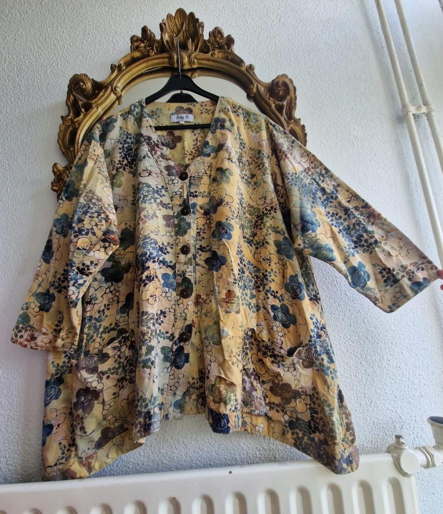 Als nieuw! Billy B geel groen viscos a lijn doorknoop blouse, Billy B, Blouse of Tuniek, Ophalen of Verzenden, Zo goed als nieuw