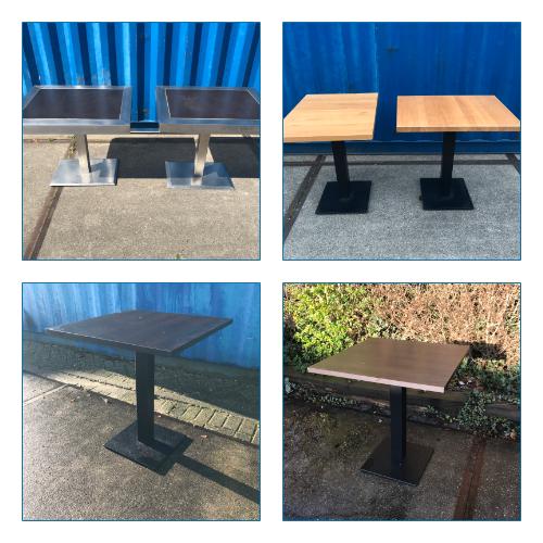 diverse satelliet terras/tuintafels zwart / RVS onderstel, Ophalen