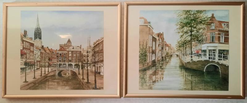 2 Schilderijtjes vrouwjutteland en de binnenwatersloot, Antiek en Kunst, Ophalen of Verzenden