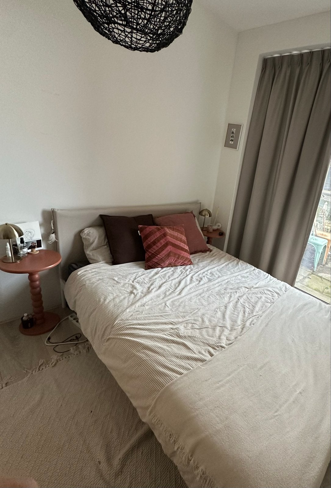 Beige ikea bedframe kleppstad + ikea Matras, Ophalen, Gebruikt, Beige, Tweepersoons