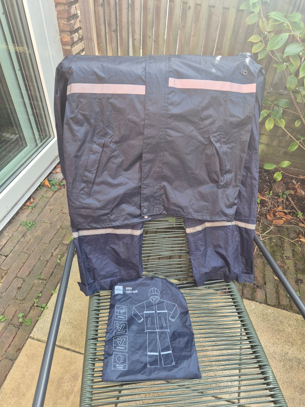 Hema regenpak maat 146/152 met twee broeken, Broek, Gebruikt, Meisje, Ophalen of Verzenden