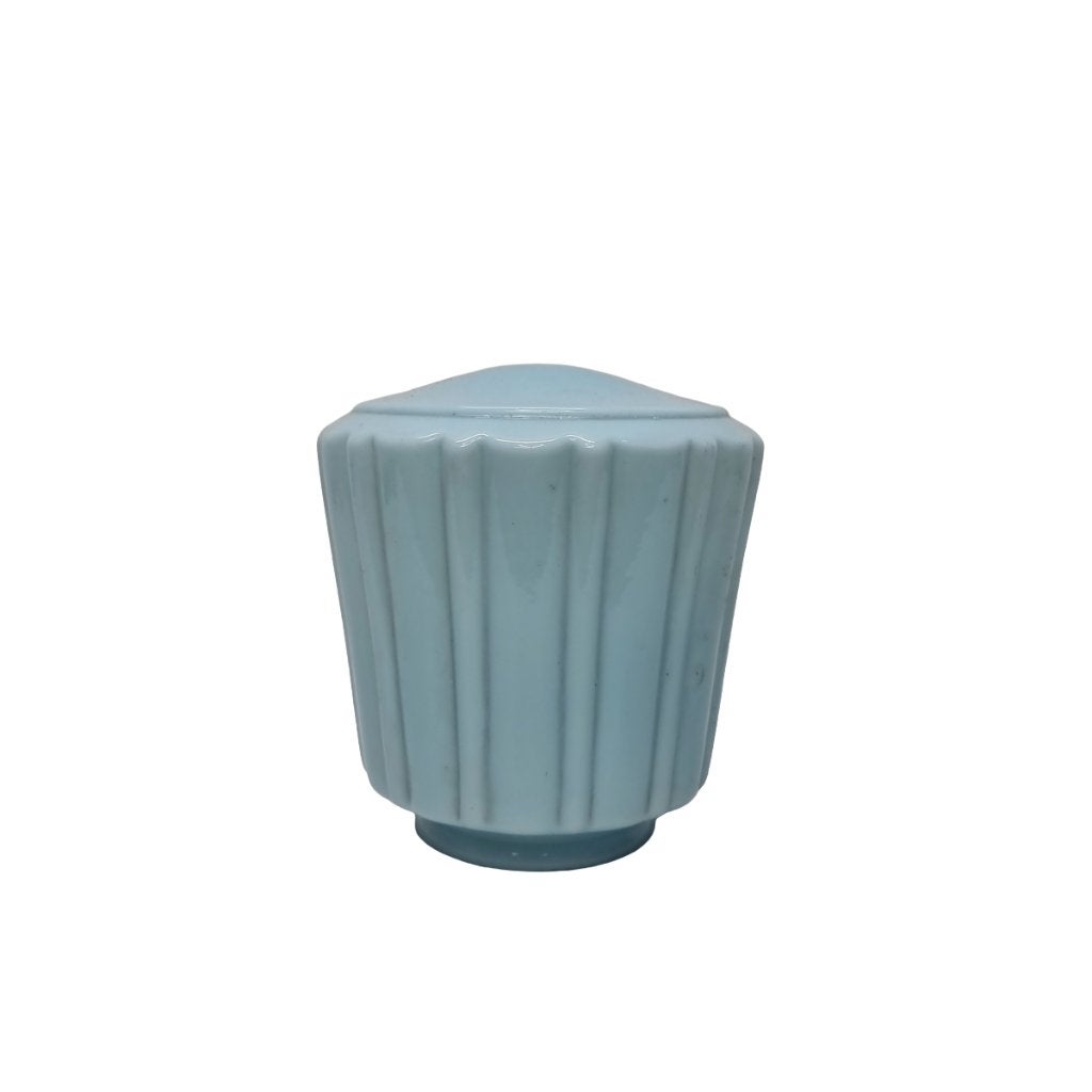 Blauwe Art Deco glazen lampenkap, Huis en Inrichting, Lampen | Lampenkappen, Gebruikt, Blauw, Rond, Ophalen of Verzenden