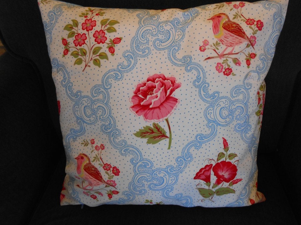 Kussenhoes van Pip Studio stof met bloemen en vogels, Afneembare hoes, Meerkleurig, Pip Studio, Nieuw