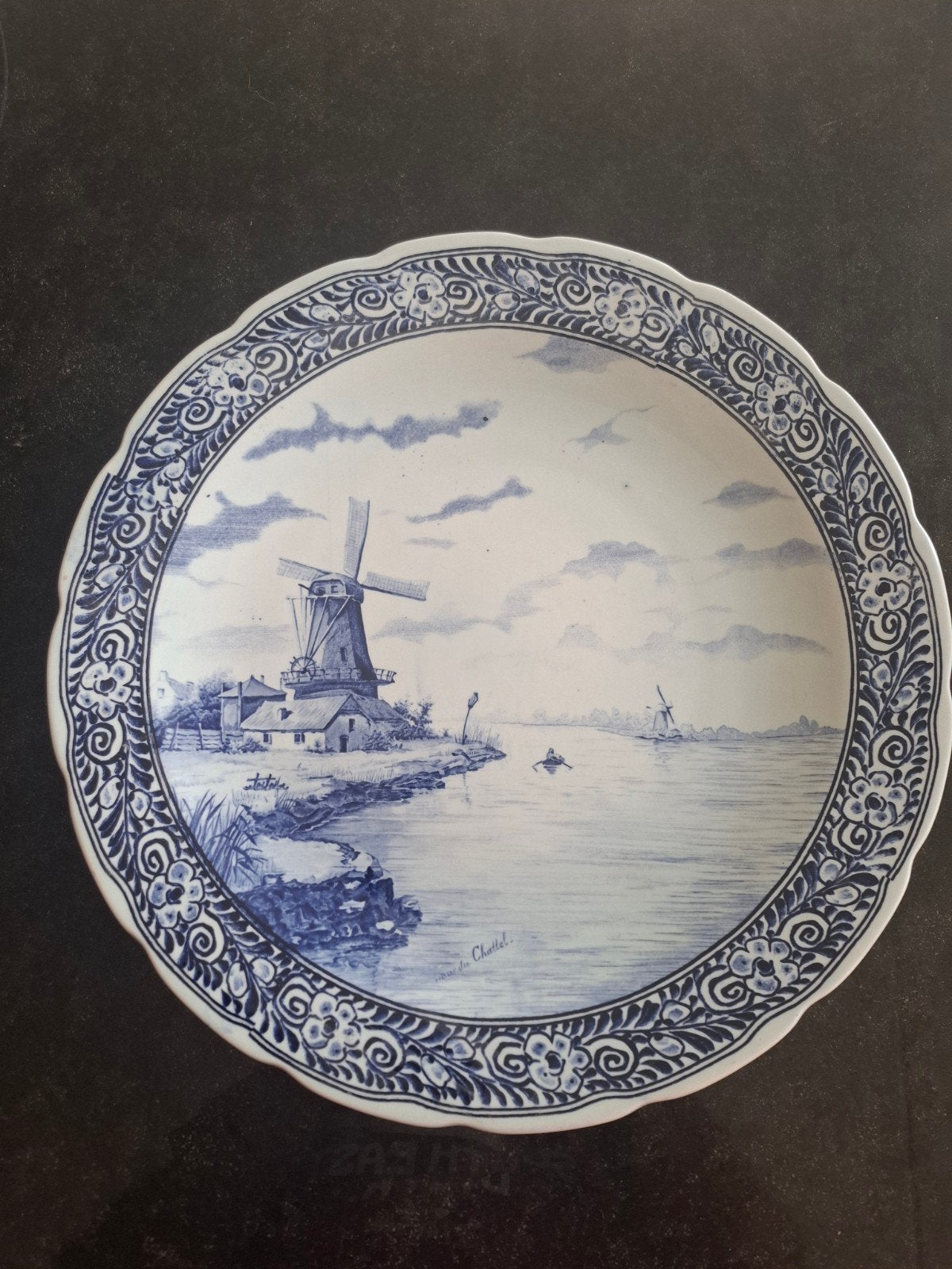 Delfts Blauw Sierbord met Molenlandschap - Royal Sphinx, Ophalen of Verzenden