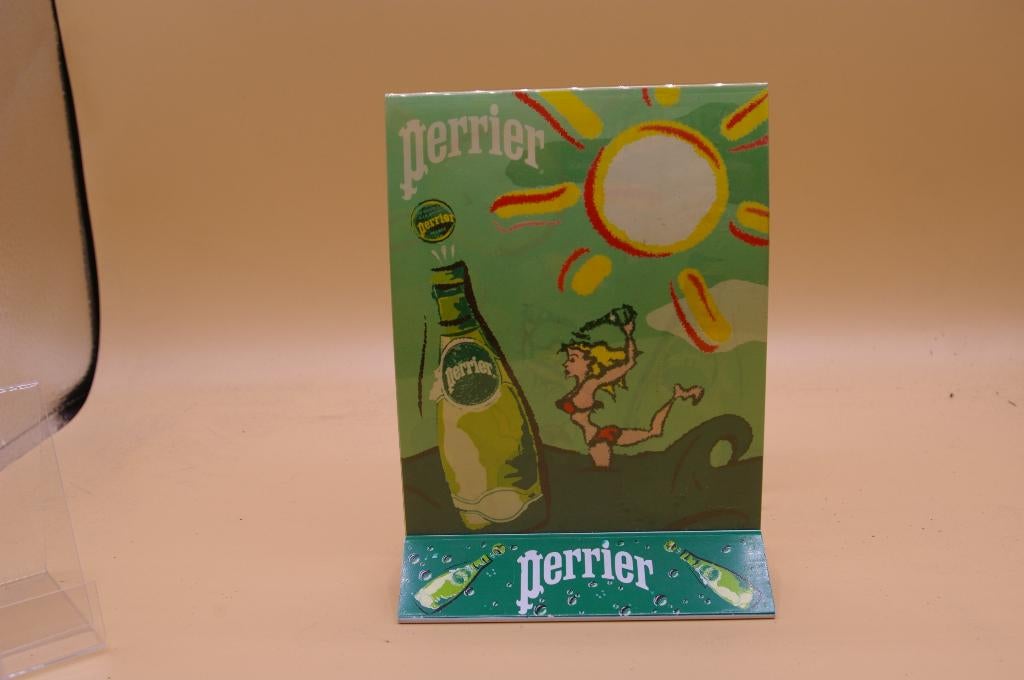 Kunststof reclame standaard PERRIER, Ophalen of Verzenden, Zo goed als nieuw, Reclamebord