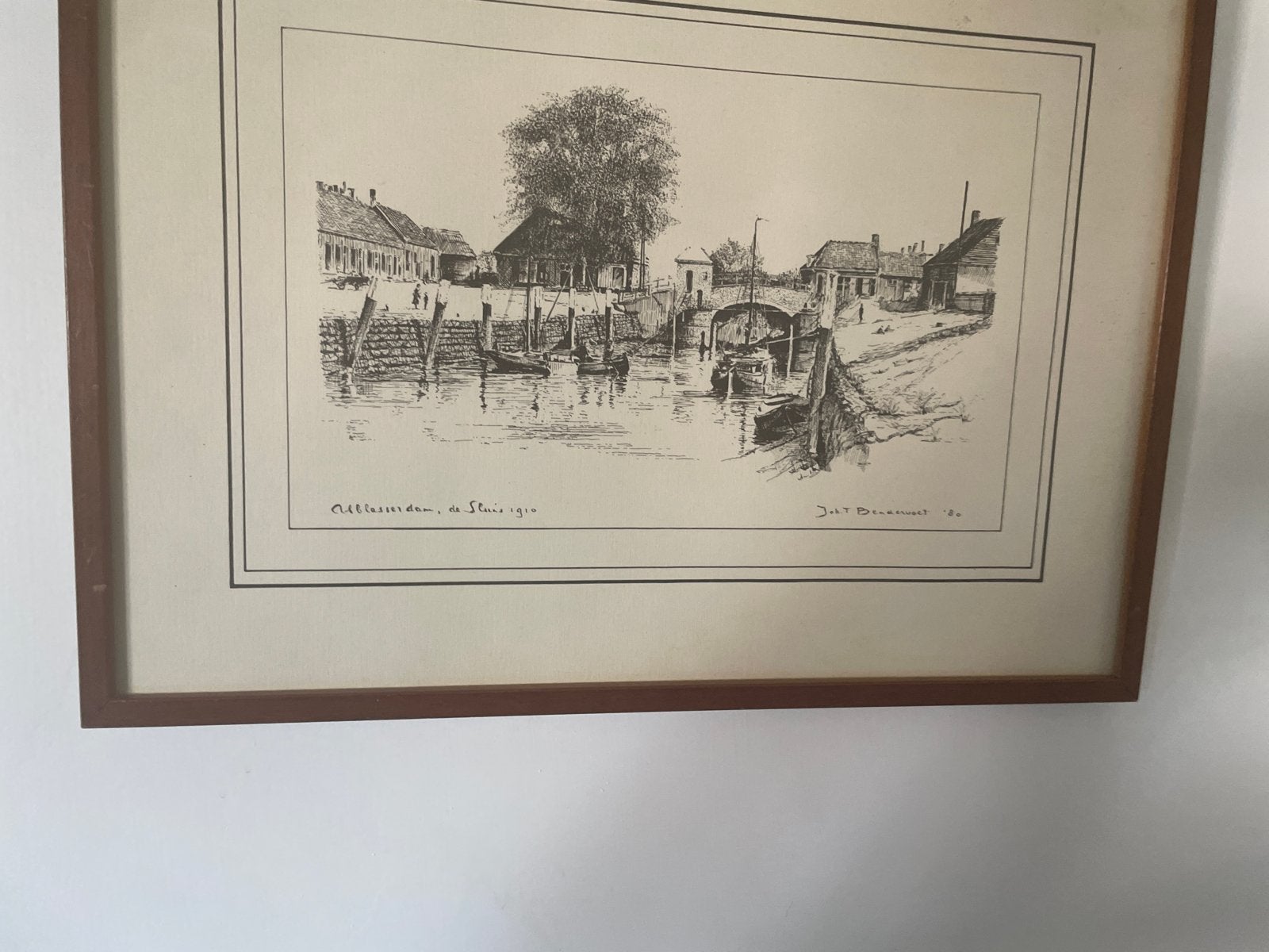 Gesigneerde ets van J.H. Beaumont - Stadsgezicht, Antiek en Kunst, Kunst | Etsen en Gravures, Ets, Stadsgezicht, Ophalen of Verzenden