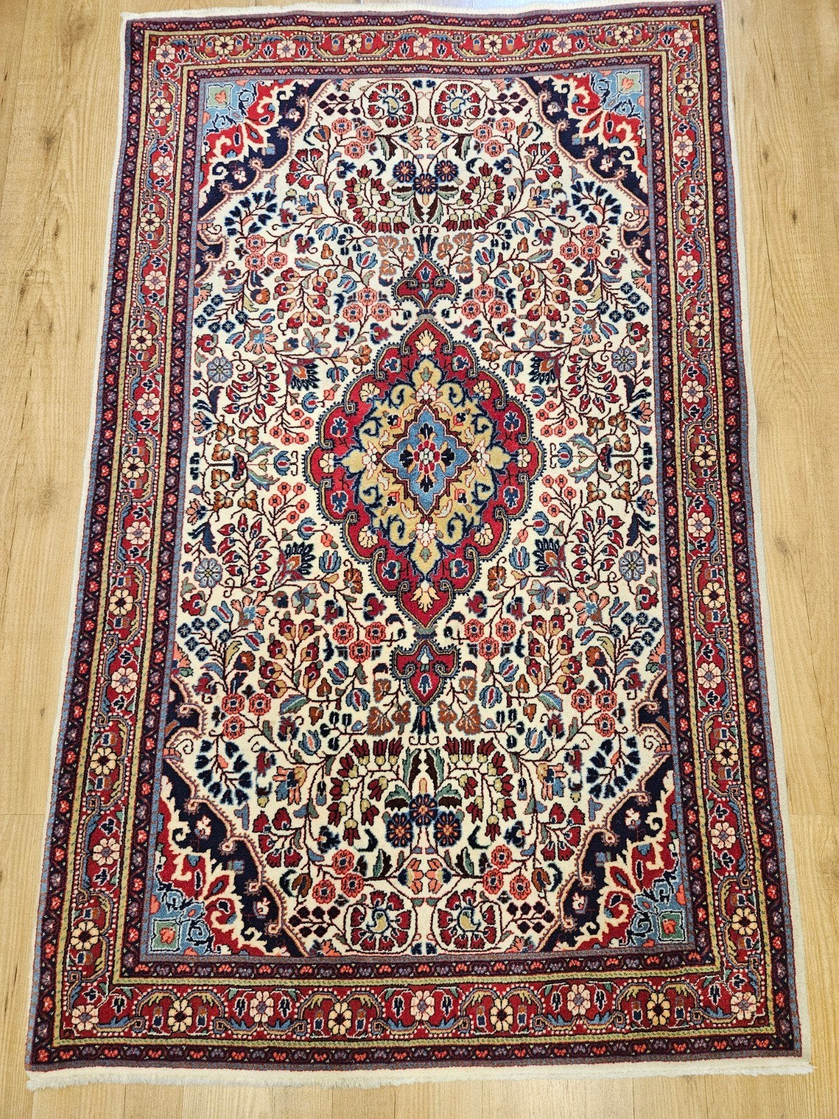 Vintage handgeknoopt perzisch tapijt sarough 166x103, Info@SlatsAntiek.nl, Tweedehands, 100 tot 150 cm, Perzisch